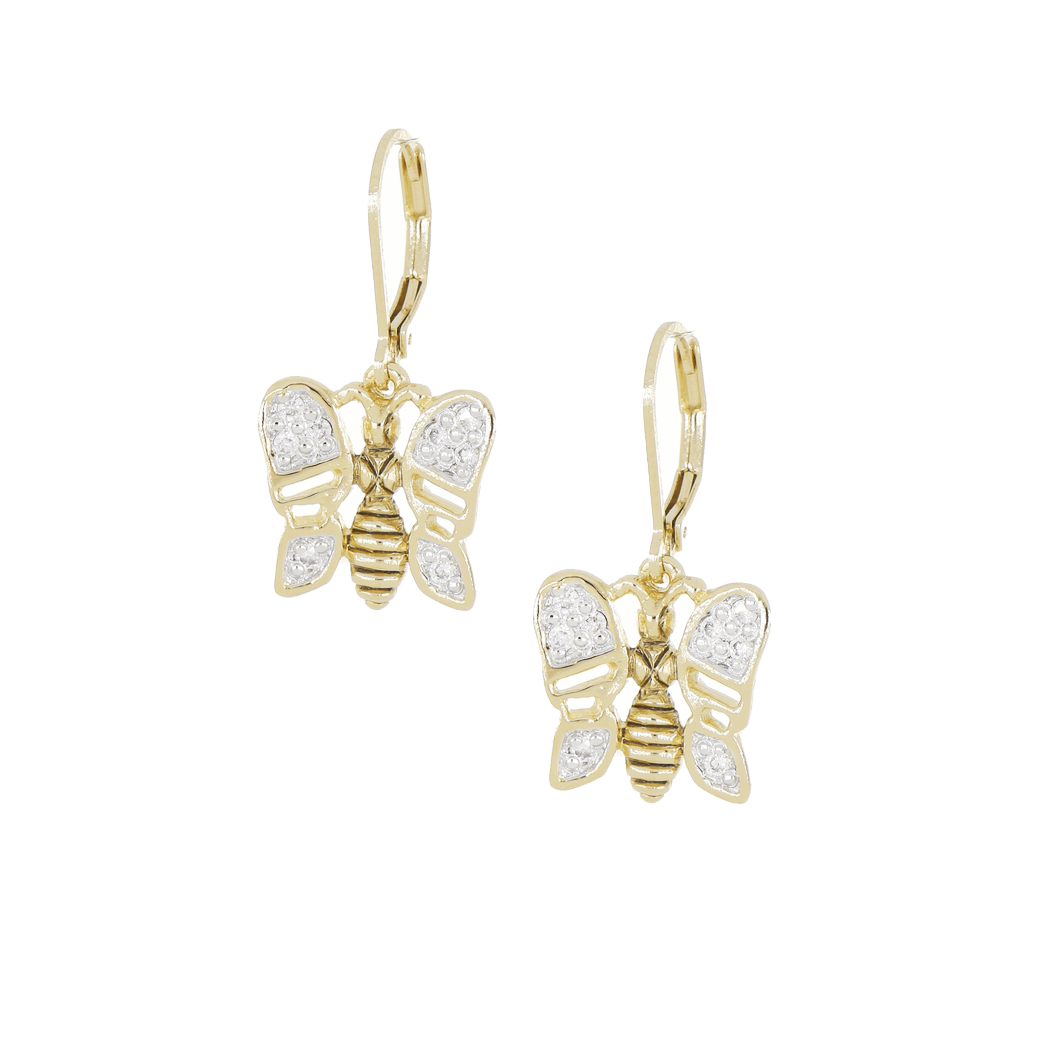 20th Anniversary Collection Gold Butterfly French Wire Earrings