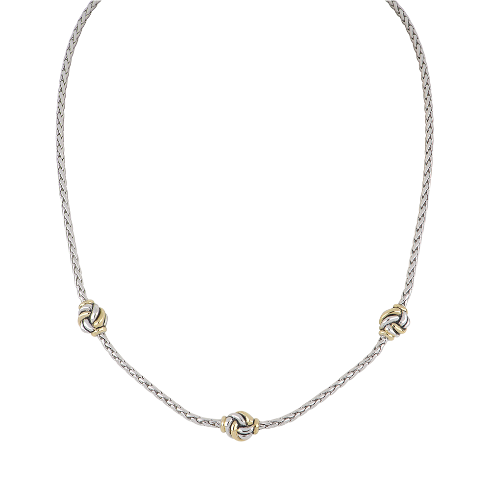 Infinity Knot Collection - 3 Station Two-Tone Necklace