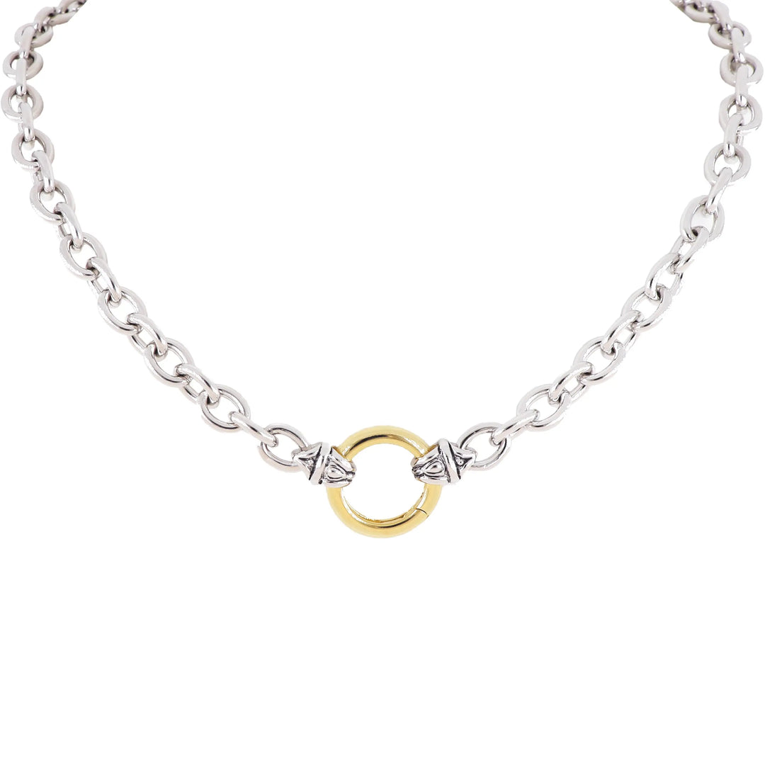 20th Anniversary Collection - Large Link Spring Ring Two-Tone Necklace John Medeiros Jewelry Collections