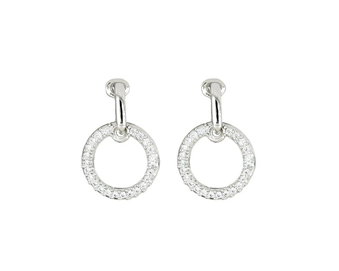 Aldrava Collection - Circle Pavé Earrings in Rhodium John Medeiros Jewelry Collections