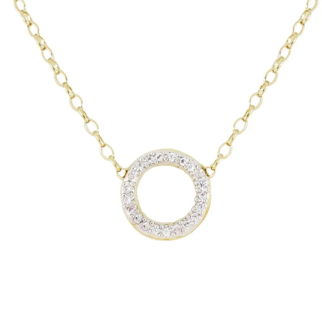 Aldrava Collection - Circle Pavé Necklace with Gold Chain John Medeiros Jewelry Collections