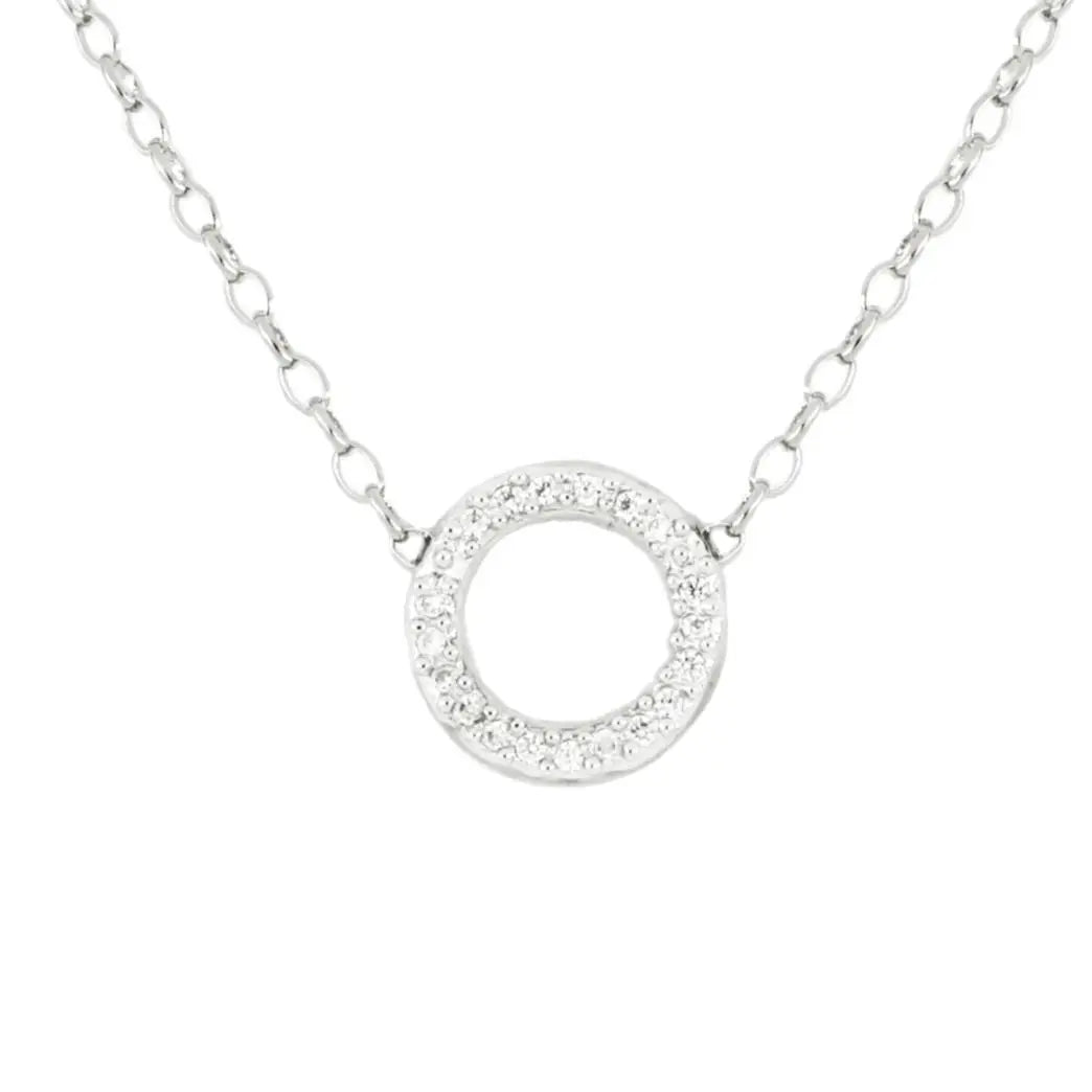 Aldrava Collection - Circle Pavé Necklace with Rhodium Chain John Medeiros Jewelry Collections