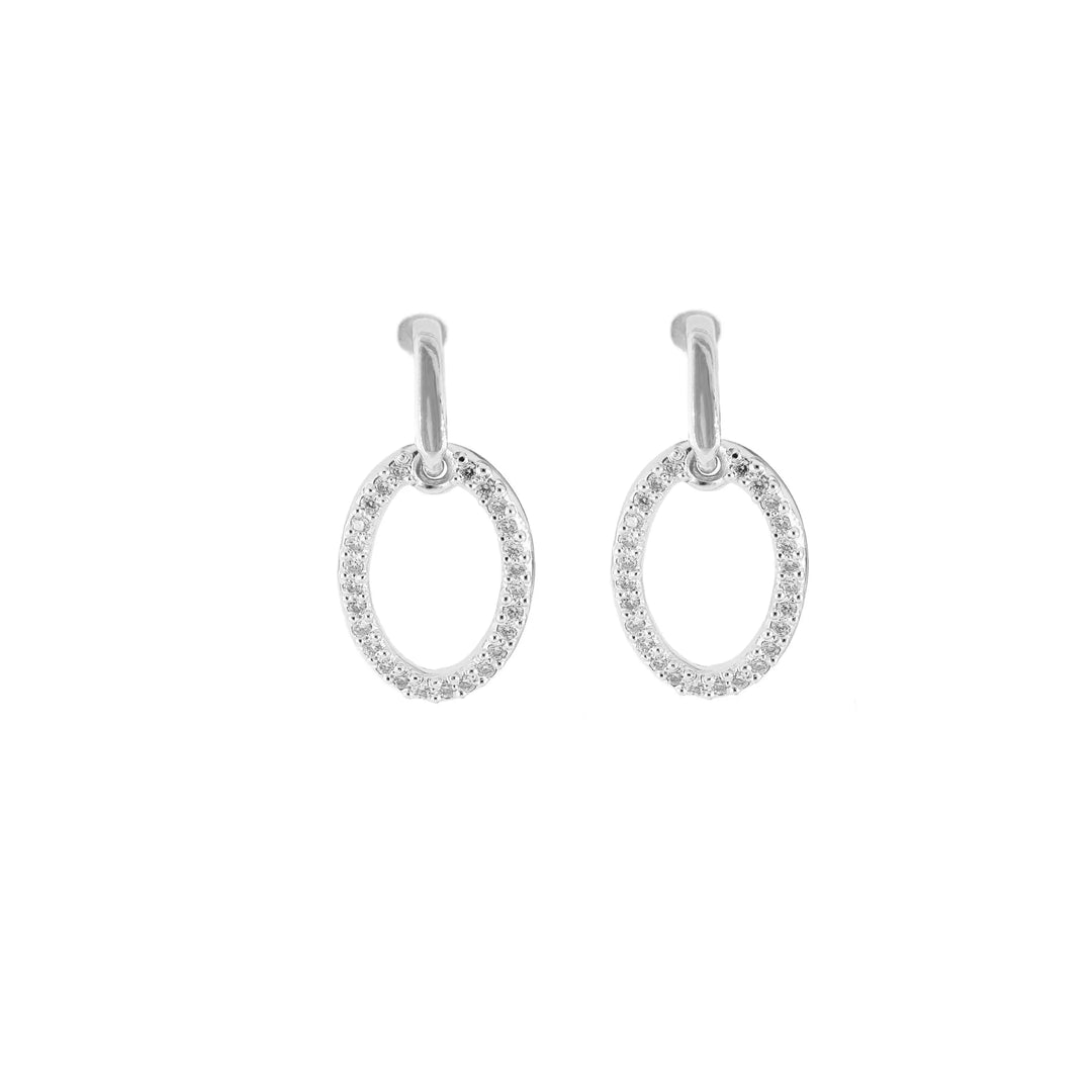 Aldrava Collection - Oval Pavé Earrings in Rhodium John Medeiros Jewelry Collections