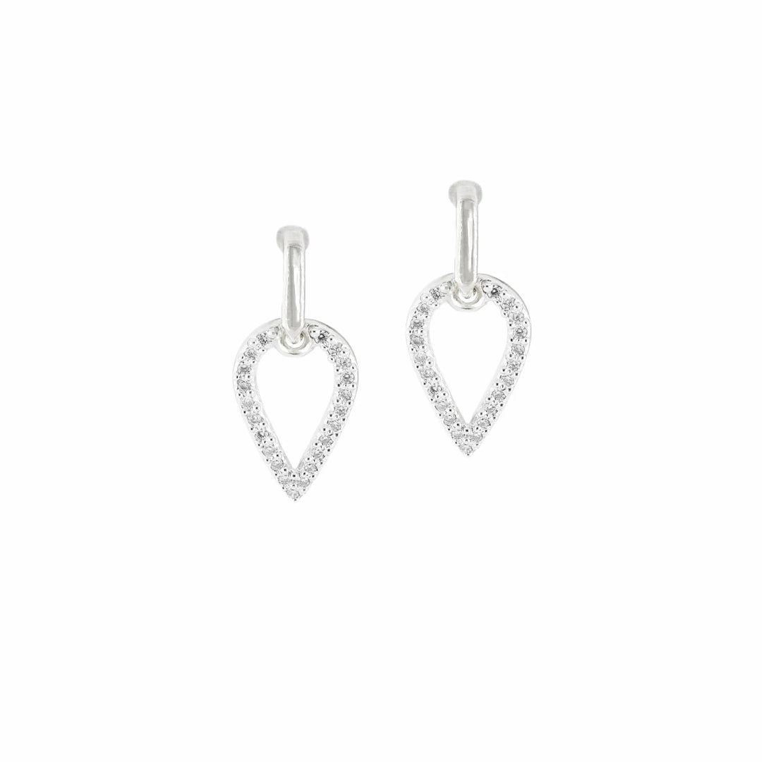 Aldrava Collection - Teardrop Pavé Earrings in Rhodium John Medeiros Jewelry Collections