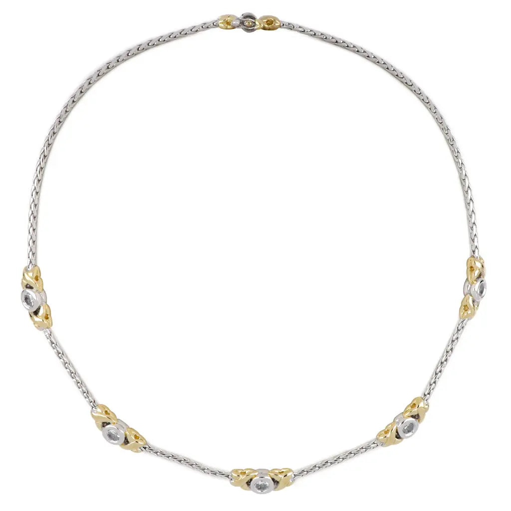 Antiqua Collection - 5 Station Cubic Zirconia Circle Necklace John Medeiros Jewelry Collections