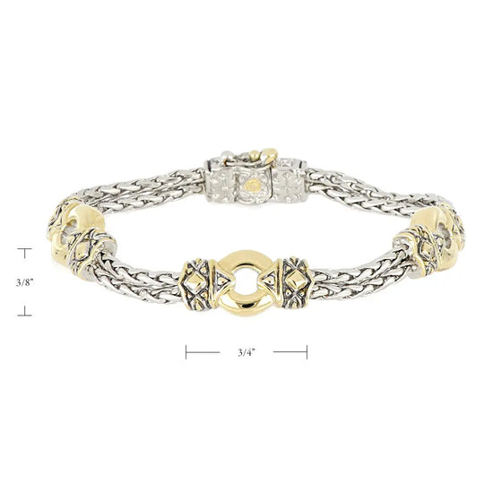 Antiqua Collection - Gold Circle Three Station Bracelet John Medeiros Jewelry Collections