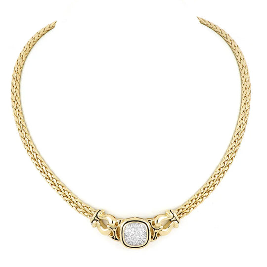 Anvil Collection - Gold & Pavé Double-Strand Horseshoe Necklace John Medeiros Jewelry Collections