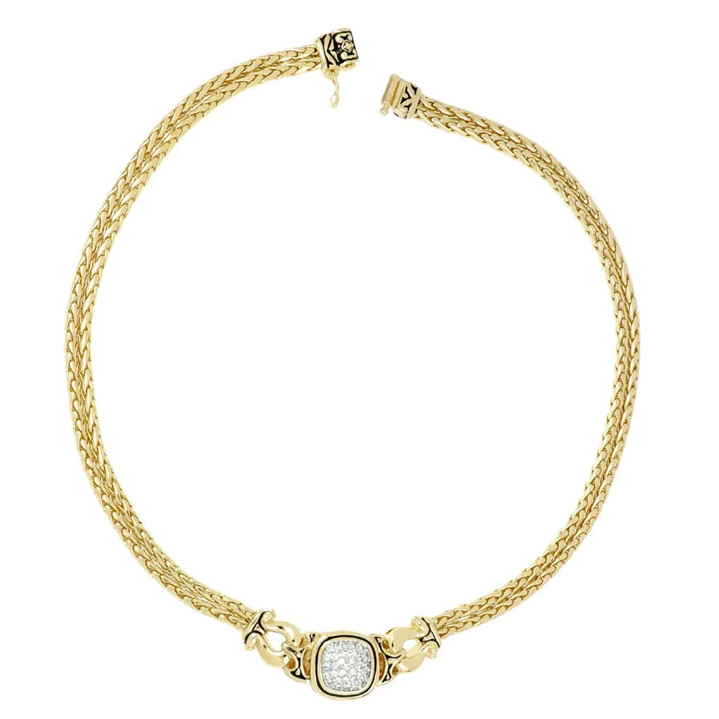 Anvil Collection - Gold & Pavé Double-Strand Horseshoe Necklace John Medeiros Jewelry Collections