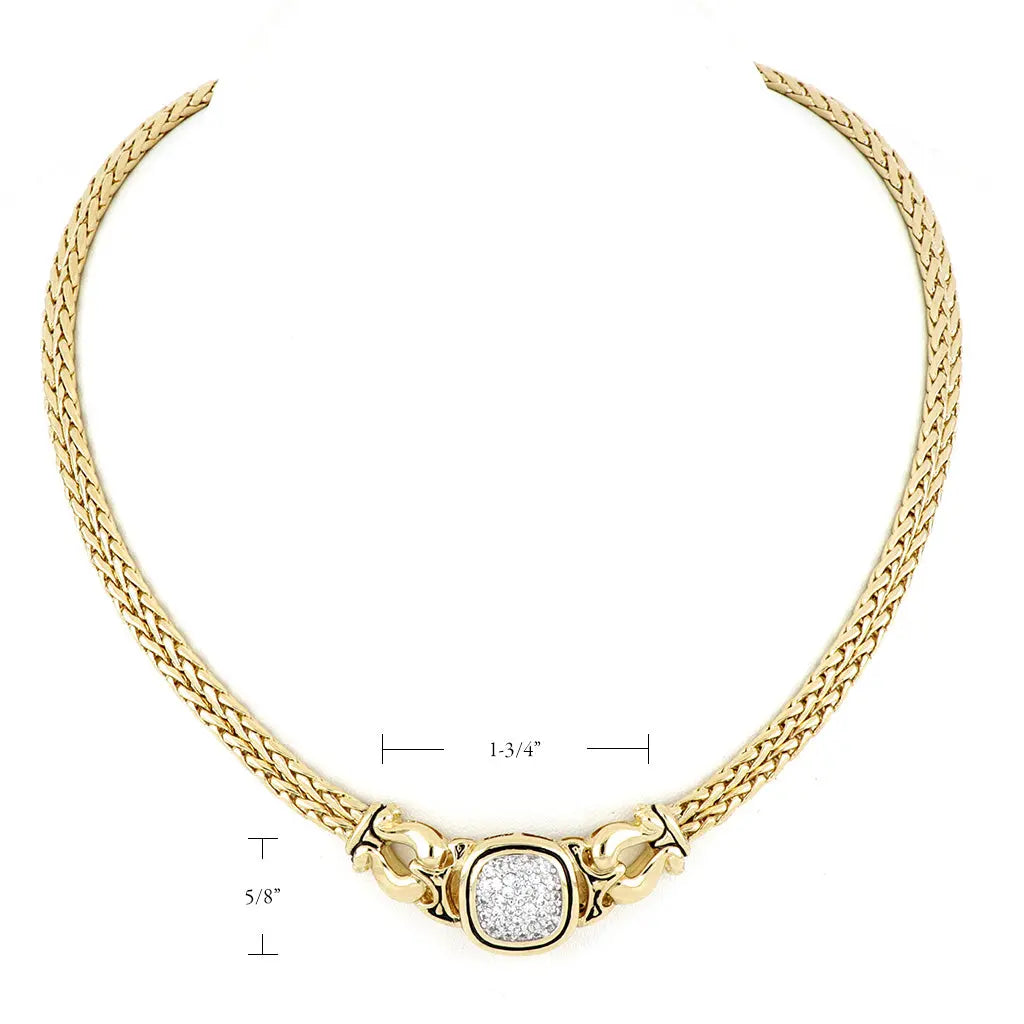 Anvil Collection - Gold & Pavé Double-Strand Horseshoe Necklace John Medeiros Jewelry Collections