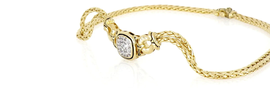 Anvil Collection - Gold & Pavé Double-Strand Horseshoe Necklace John Medeiros Jewelry Collections