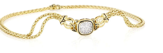 Anvil Collection - Gold & Pavé Double-Strand Horseshoe Necklace John Medeiros Jewelry Collections