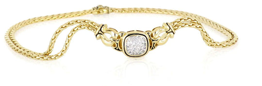 Anvil Collection - Gold & Pavé Double-Strand Horseshoe Necklace John Medeiros Jewelry Collections