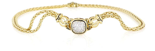 Anvil Collection - Gold & Pavé Double-Strand Horseshoe Necklace John Medeiros Jewelry Collections