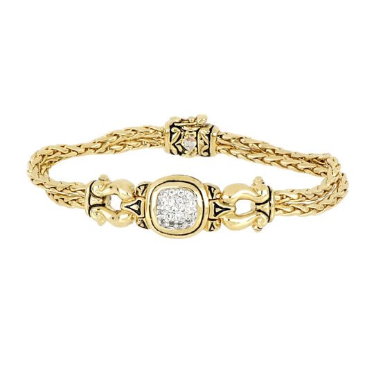 Anvil Collection - Gold & Pavé Horseshoe Two-Strand Bracelet John Medeiros Jewelry Collections