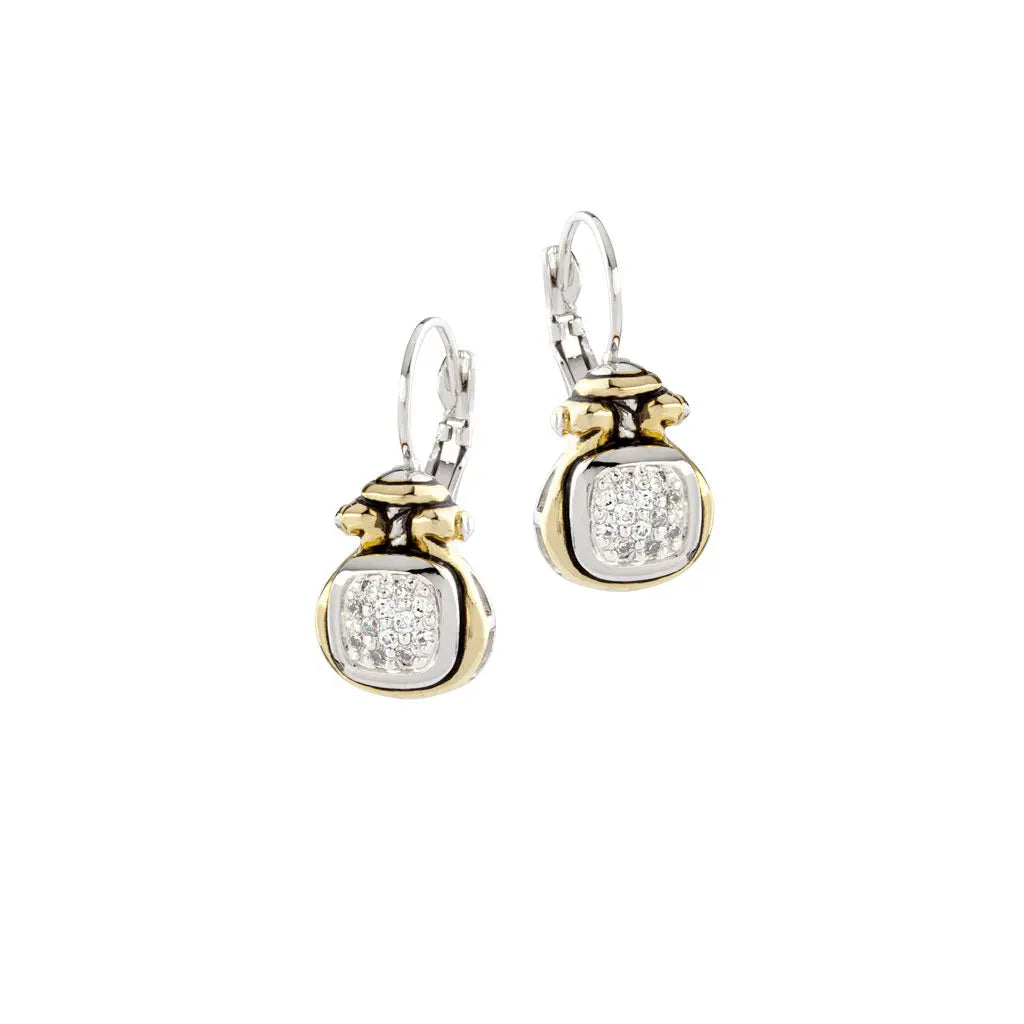 Anvil Pavé Collection - Two-Tone French Wire Earrings John Medeiros Jewelry Collections