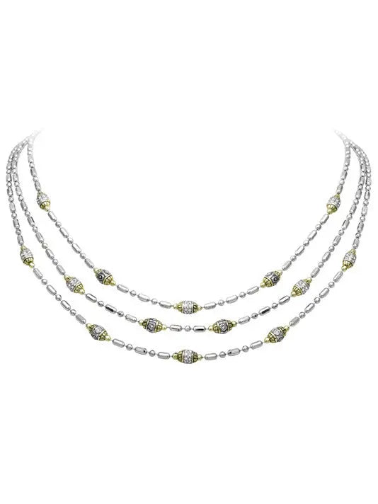 Beaded Collection - Pavé Triple Strand Necklace John Medeiros Jewelry Collections