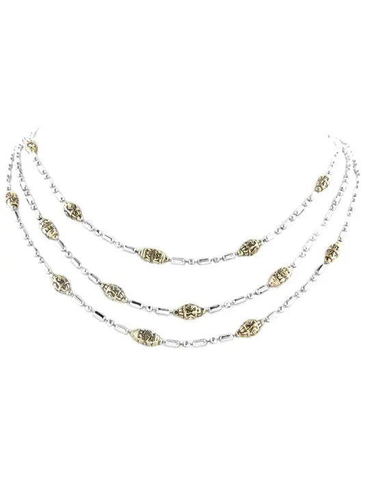 Beaded Two Tone Triple Strand Necklace - 17" John Medeiros Jewelry Collections