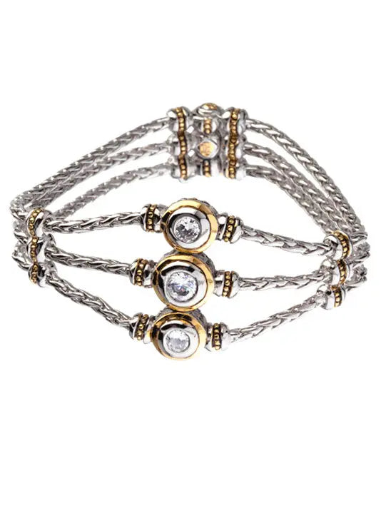 Beijos Collection - 3 Strand, 3 Stone CZ Bracelet John Medeiros Jewelry Collections