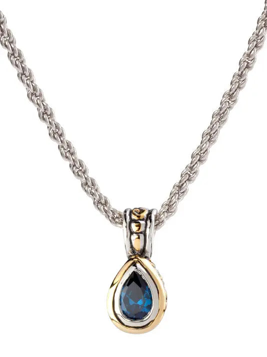 Beijos Collection - 9x6mm CZ Pear Bezel Set Pendant Necklace John Medeiros Jewelry Collections