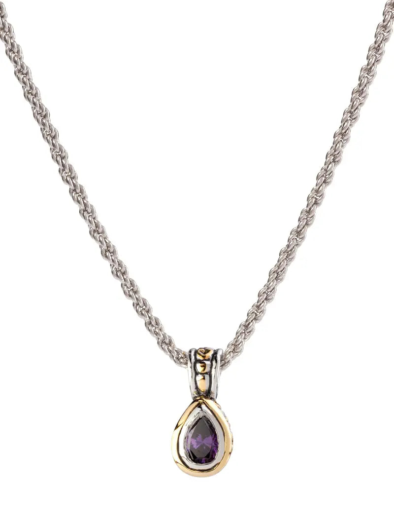 Beijos Collection - 9x6mm CZ Pear Bezel Set Pendant Necklace John Medeiros Jewelry Collections