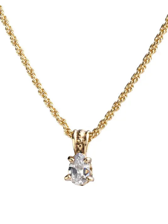 Beijos Collection - CZ Pear Shape Gold Prong Set Pendant Necklace John Medeiros Jewelry Collections