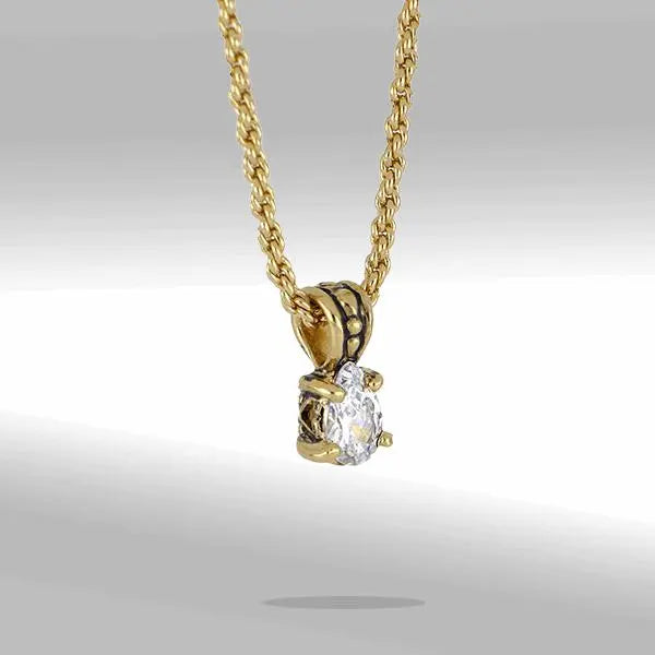 Beijos Collection - CZ Pear Shape Gold Prong Set Pendant Necklace John Medeiros Jewelry Collections