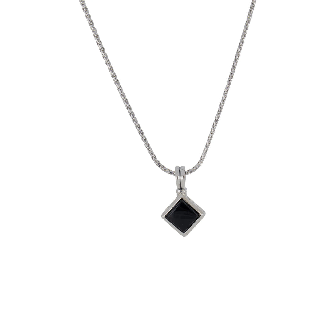 Blue Opal/Black Onyx Adjustable Diamond-Shaped Pendant Necklace John Medeiros Jewelry Collections