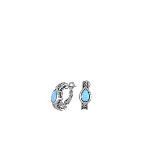 Blue Opal/Black Onyx Pear-Shaped Huggy Earrings John Medeiros Jewelry Collections