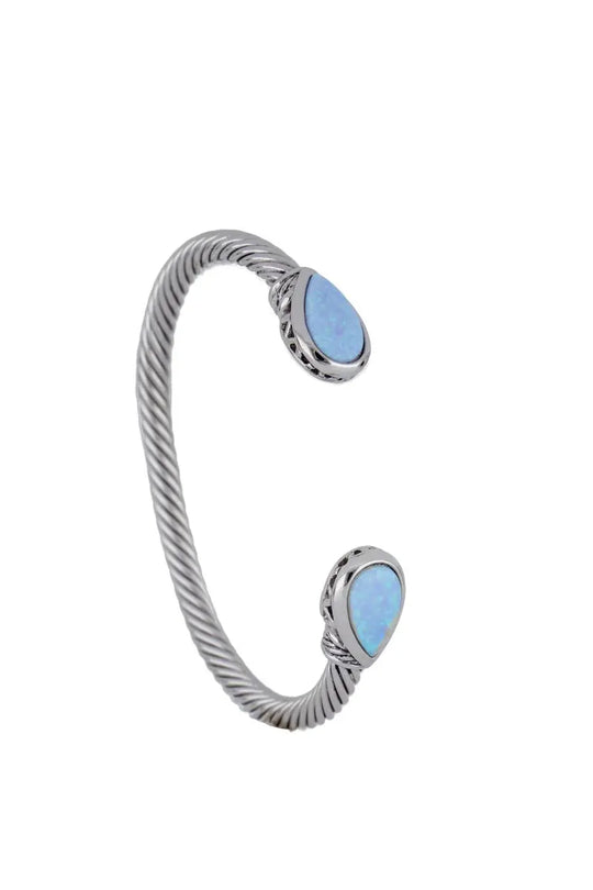 Blue Opal/Black Onyx Pear-Shaped Stone Cuff - Pavé Available John Medeiros Jewelry Collections