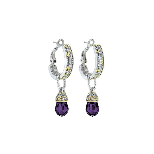 Briolette Collection - Cubic Zirconia Hoop-Drop Earrings John Medeiros Jewelry Collections