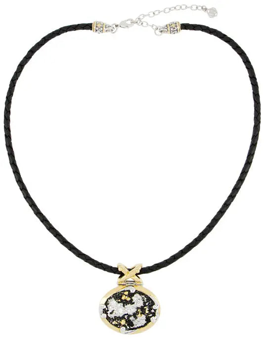 Carvão Collection - Large Oval Pendant on Black Cord Necklace John Medeiros Jewelry Collections