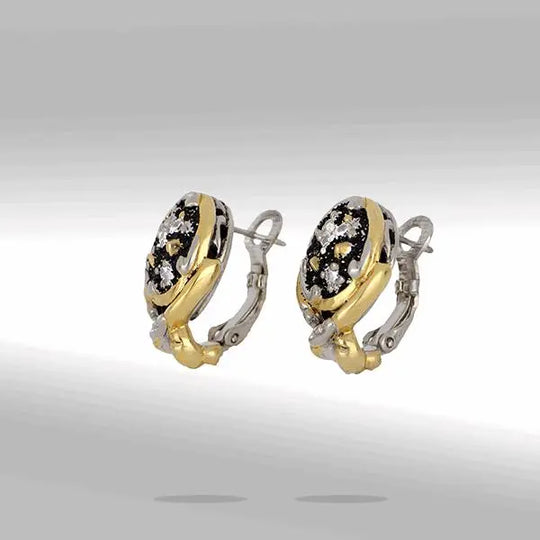 Carvão Oval - Lava Post Clip Earrings John Medeiros Jewelry Collections