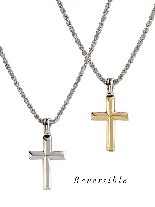 Celebration Collection - Reversible Gold and Rhodium Cross Necklace John Medeiros Jewelry Collections