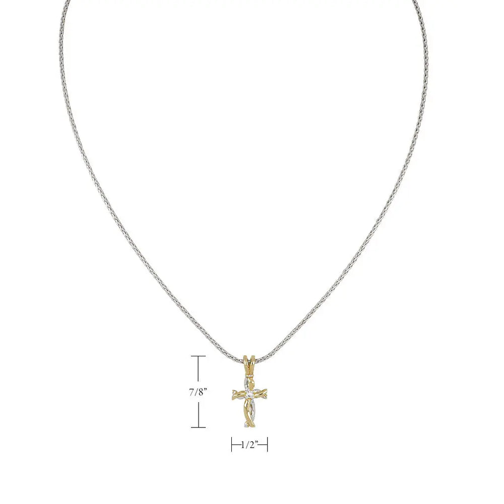 Celebration Collection - Small Two-Tone Twist Cross with Center Stone John Medeiros Jewelry Collections