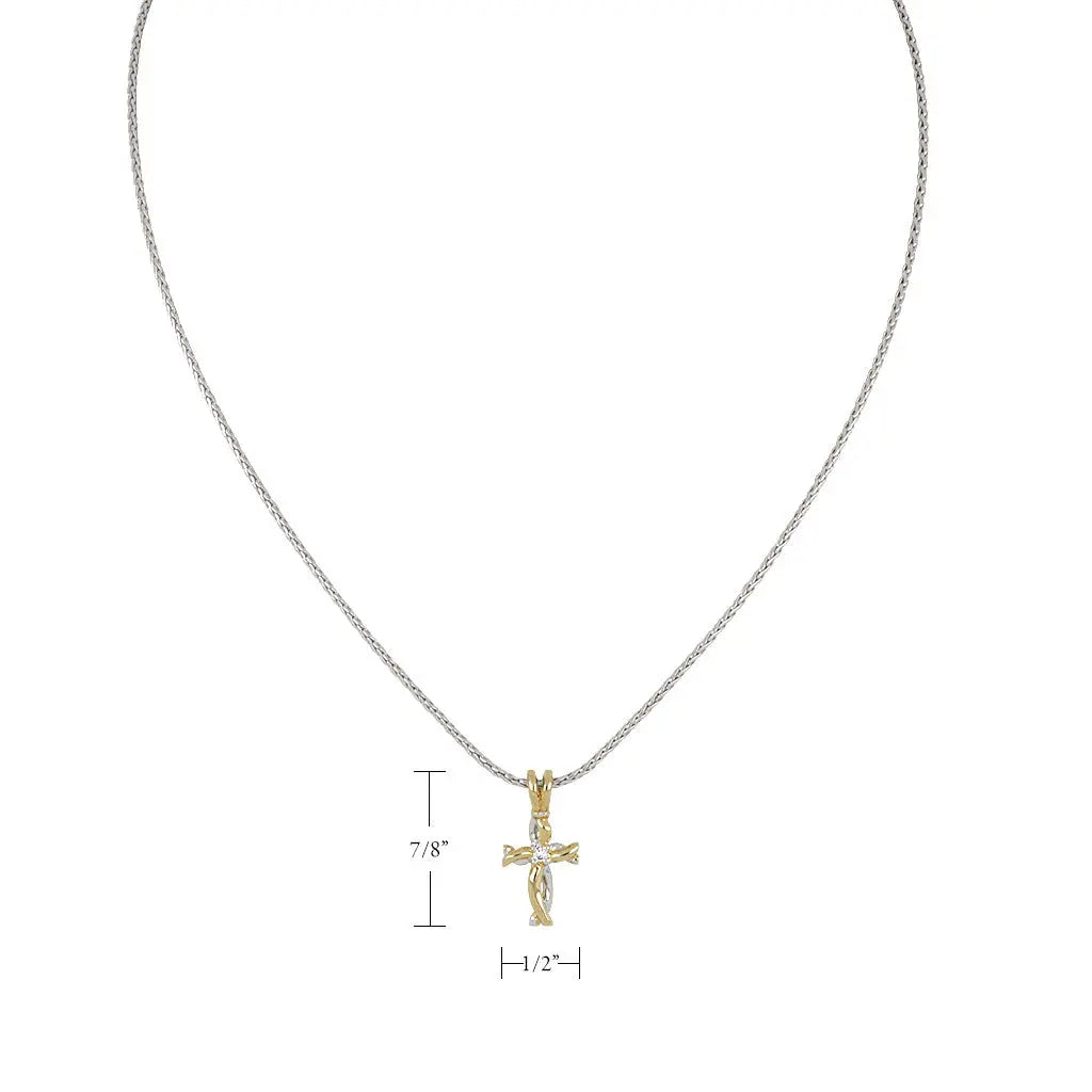 Celebration Collection - Small Two-Tone Twist Cross with Center Stone John Medeiros Jewelry Collections