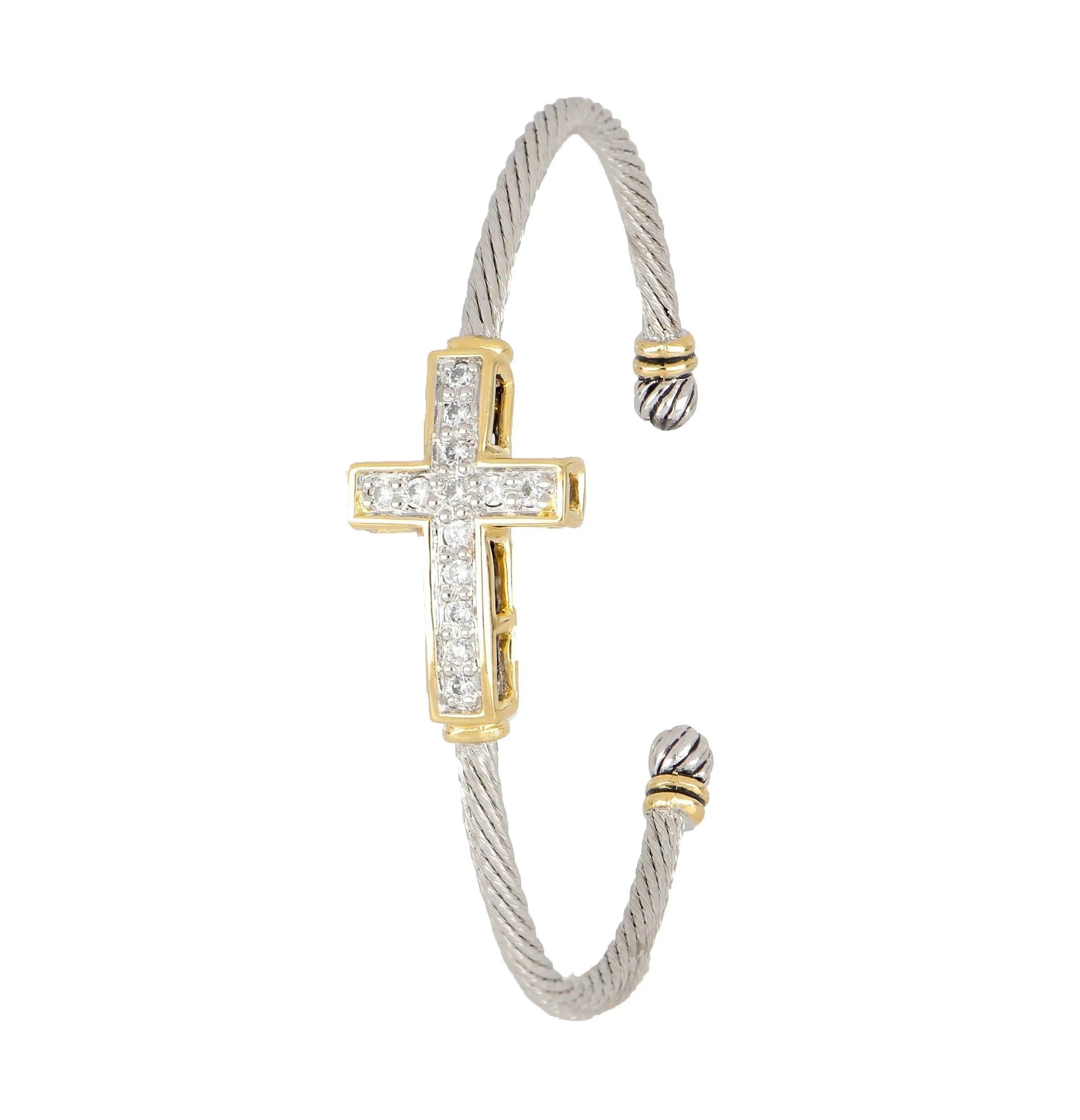 Celebration Petite Pavé - Cross Wire Cuff Bracelet John Medeiros Jewelry Collections