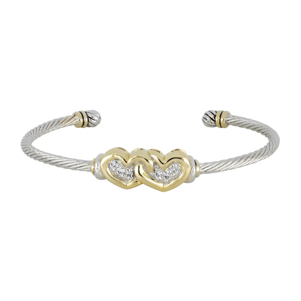 Celebration Petite Pavé - Double Heart Cuff Bracelet John Medeiros Jewelry Collections