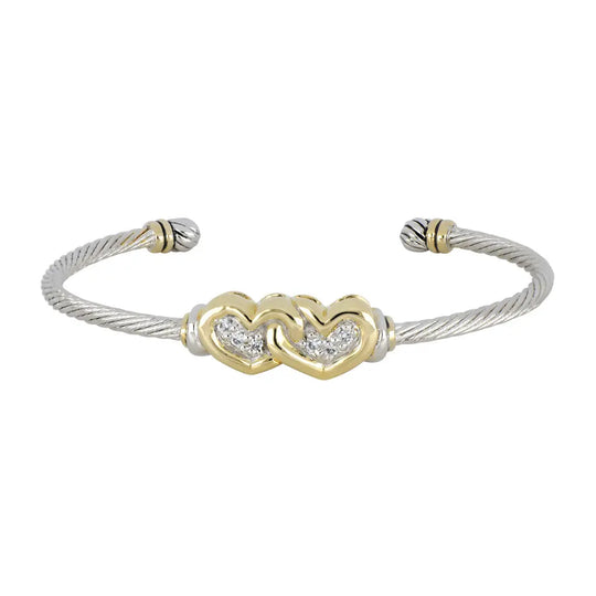 Celebration Petite Pavé - Double Heart Cuff Bracelet John Medeiros Jewelry Collections