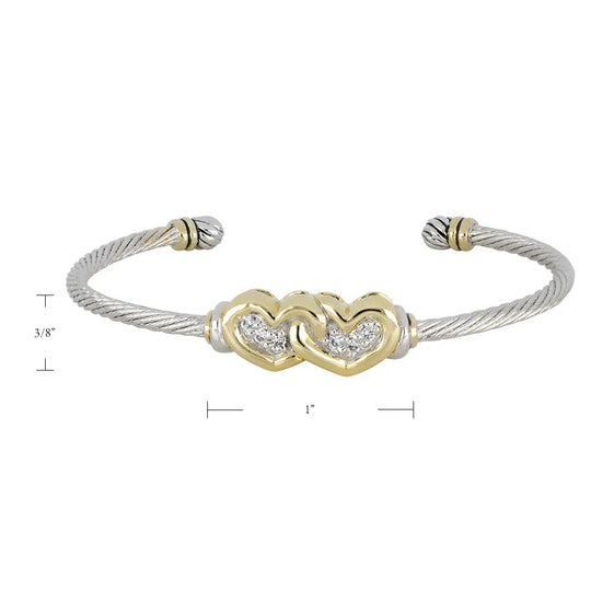 Celebration Petite Pavé - Double Heart Cuff Bracelet John Medeiros Jewelry Collections