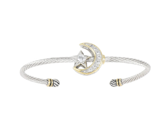 Celebration Petite Pavé - Half Moon and Star Wire Cuff Bracelet John Medeiros Jewelry Collections