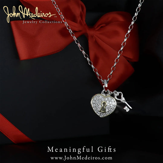 Celebration Petite Pavé - Heart & Key Necklace John Medeiros Jewelry Collections