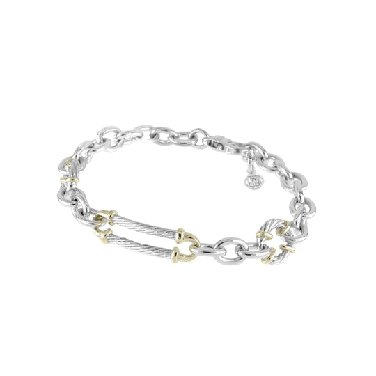 Cordão Collection - Circle & Oval Link Two-Tone Bracelet John Medeiros Jewelry Collections