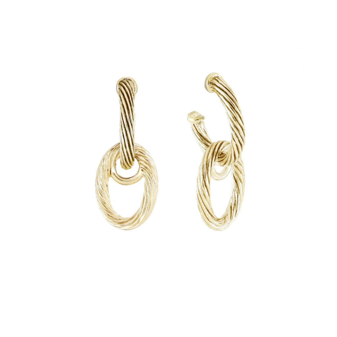 Cordão Collection - Large Oval Post With Drop Gold Earrings John Medeiros Jewelry Collections