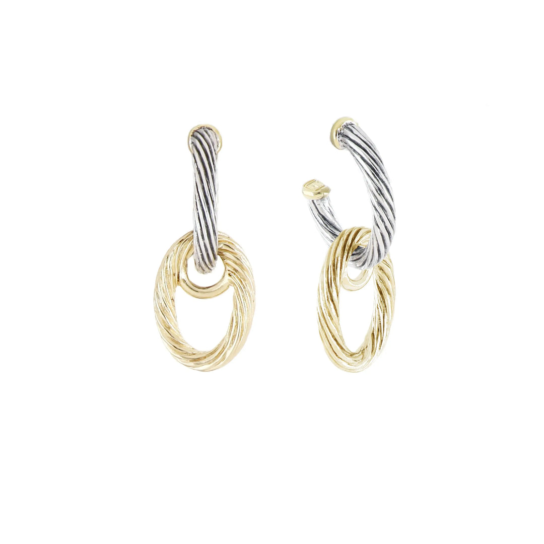 Cordão Collection - Oval Post Rhodium And Gold Drop Earrings John Medeiros Jewelry Collections