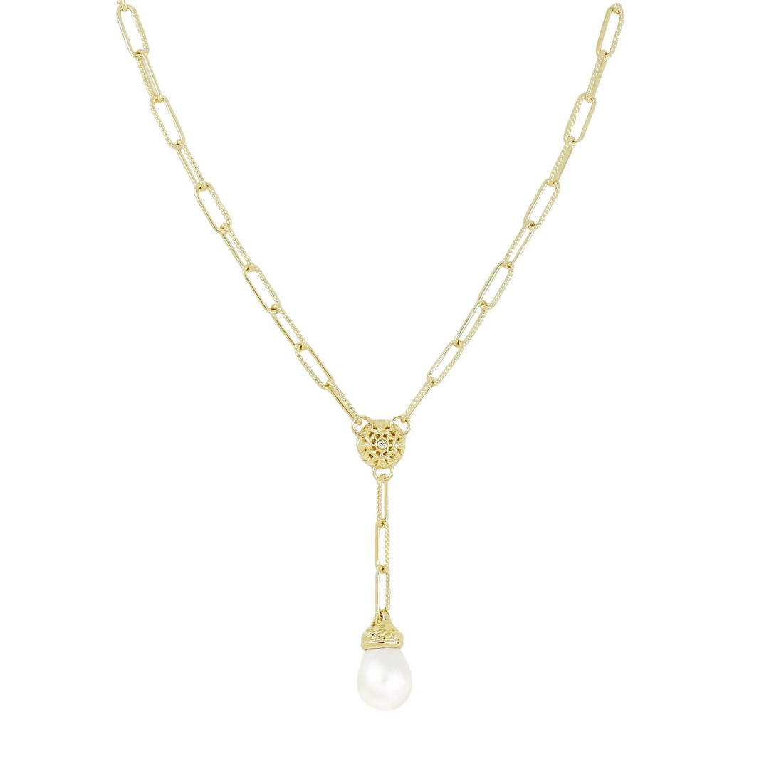 Diamante Briolette - Teardrop Pearl Gold Necklace John Medeiros Jewelry Collections