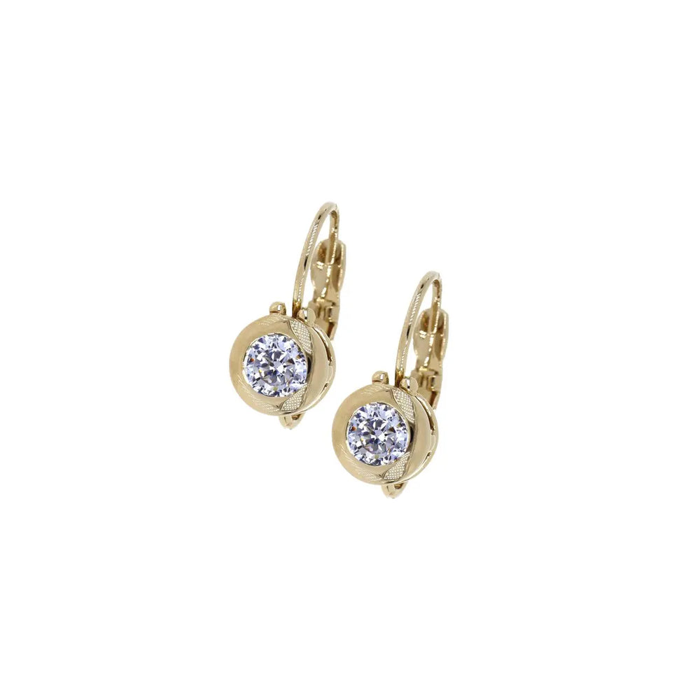 Gilded Collection Round Bezel French Wire Earring