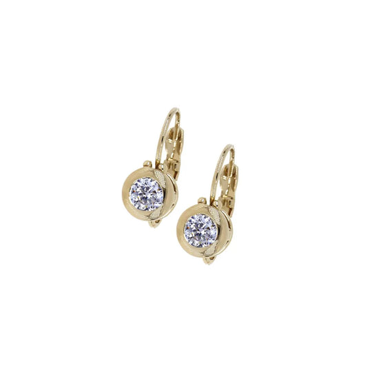 Gilded Collection Round Bezel French Wire Earring