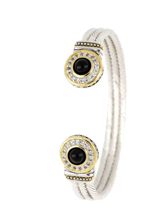 Genuine Black Onyx & Pavé Cuff Bracelet John Medeiros Jewelry Collections