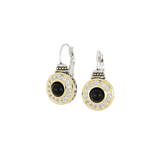 Genuine Black Onyx & Pavé French Wire Earrings John Medeiros Jewelry Collections