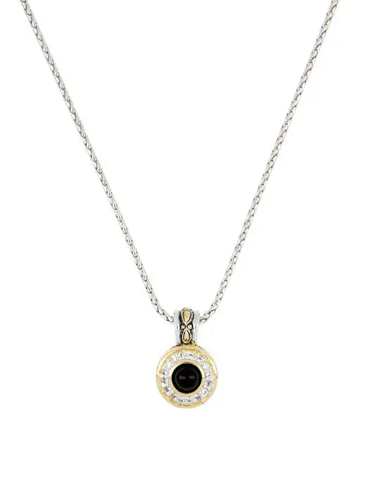 Genuine Black Onyx & Pavé Pendant with Chain John Medeiros Jewelry Collections